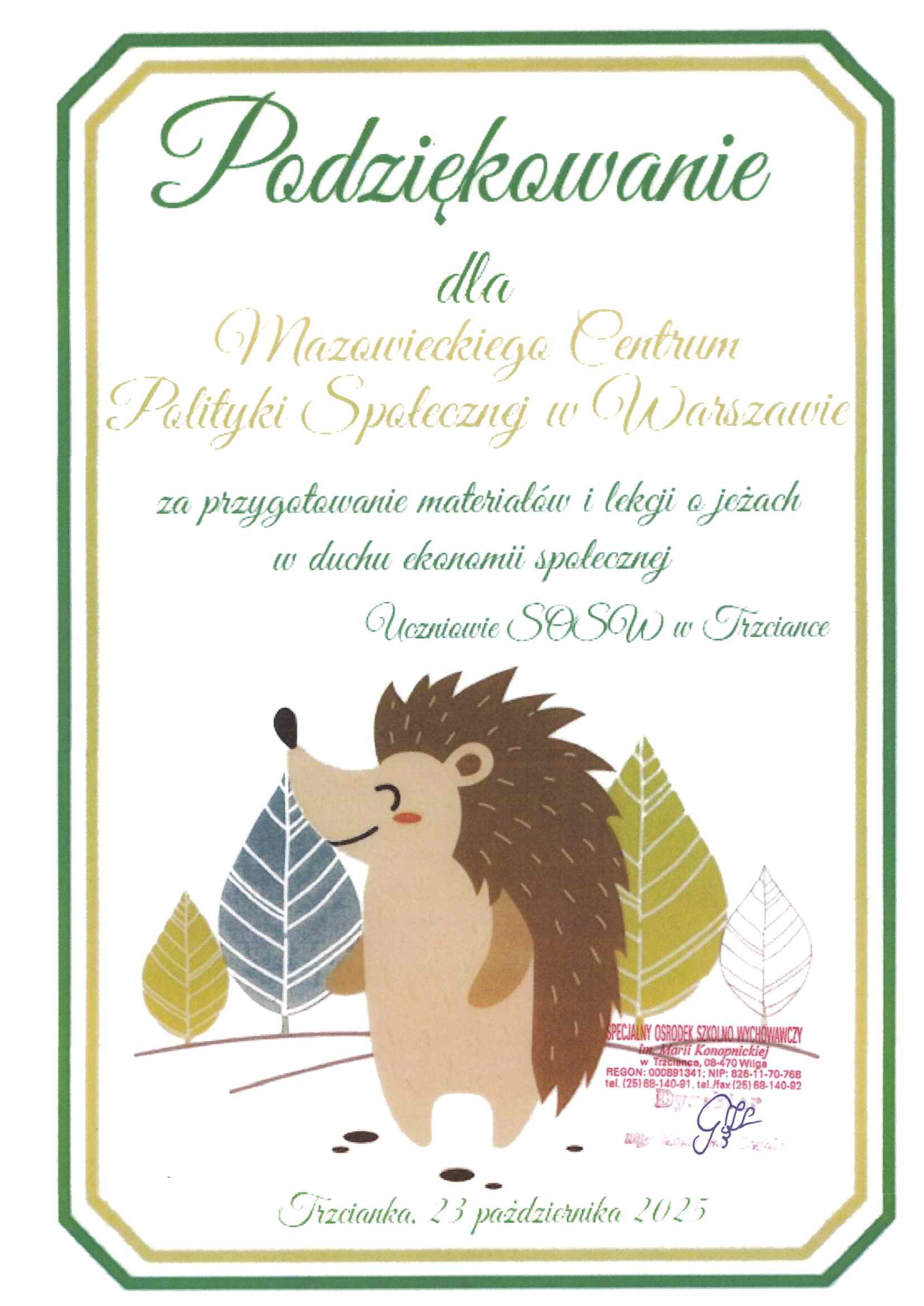 Lekcja ekonomii społecznej i solidarnej w SOSW Trzcianka